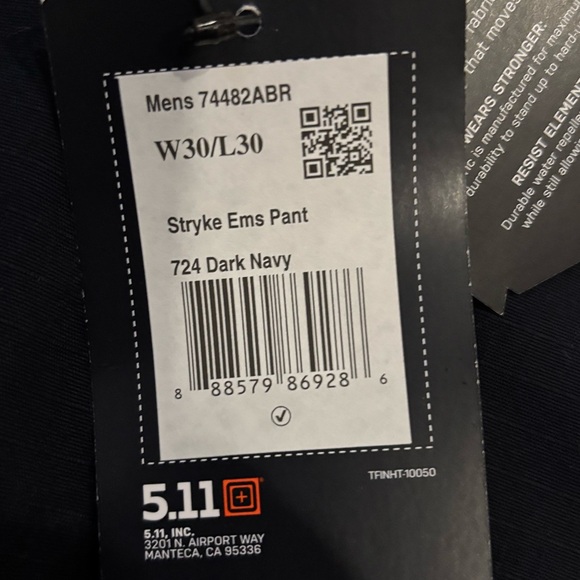 NWT Men’s 5.11 Tactical Stryke EMS Pant with Reflective Strips Dark Navy 30x30 - Picture 7 of 7